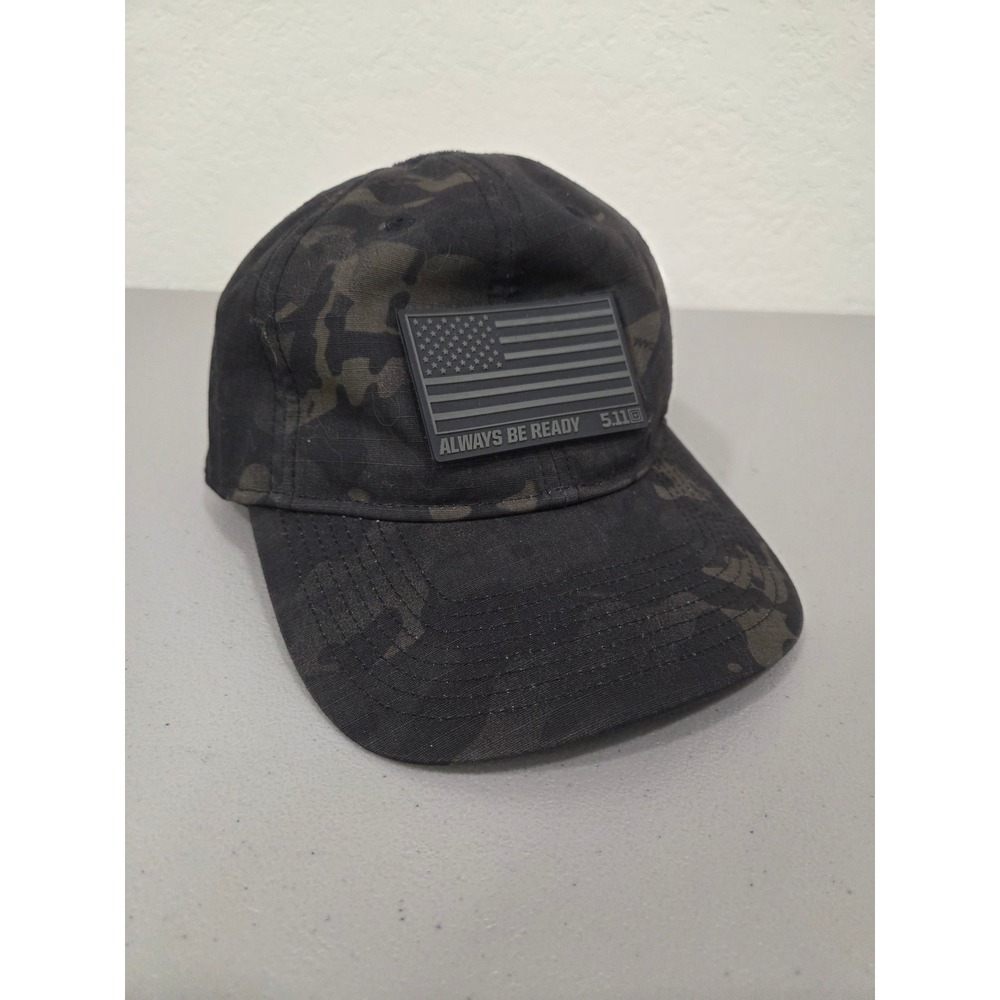 5.11 Tactical Mens Black Camo Cap Hat OS Flag Patch Adjustable‎ Strap
Tactical